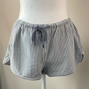 Honey Punch Blue and White Striped Drawstring Shorts